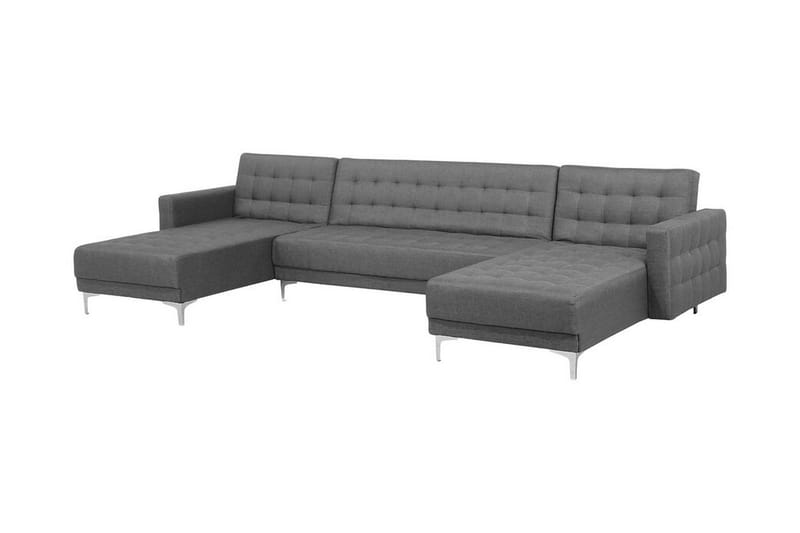 Divansofa 5-seter med sovefunksjon lysegrå ABERDEEN - Grå - Møbler - Sofaer - Sovesofaer