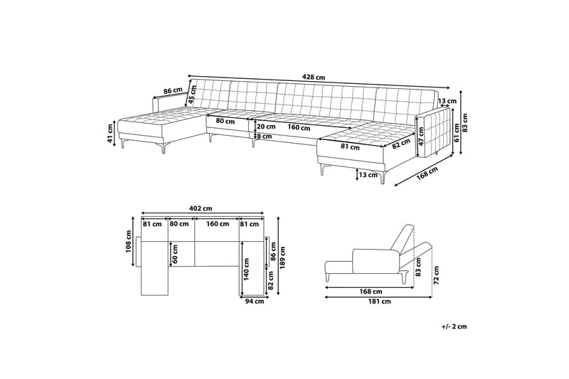 Divansovesofa ABERDEEN marineblå - Blå - Sovesofaer - Sovesofa divan