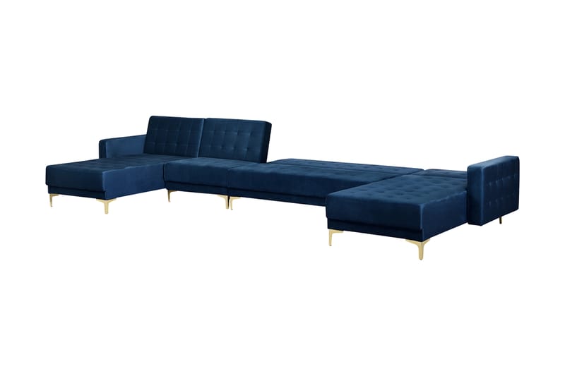 Divansovesofa Stor + Fotskammel Marineblå ABERDEEN - Blå - Møbler - Sofaer - Sovesofaer
