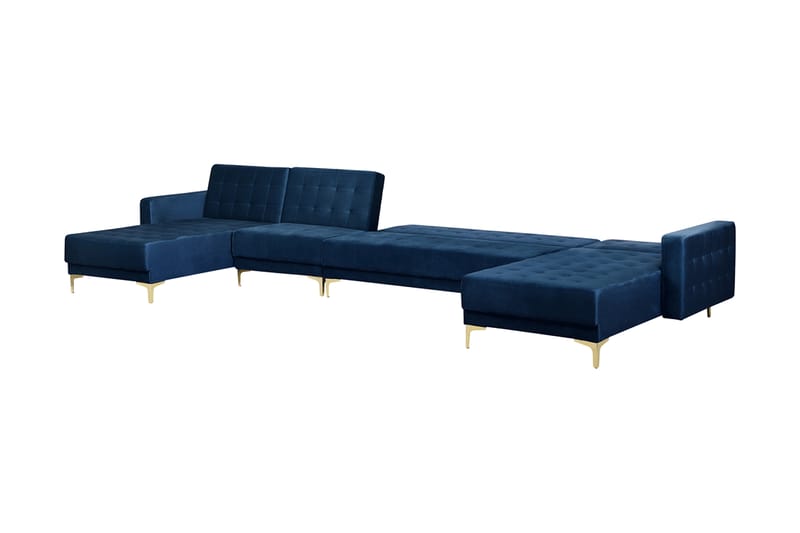 Divansovesofa Stor + Fotskammel Marineblå ABERDEEN - Blå - Sovesofaer - Sovesofa divan