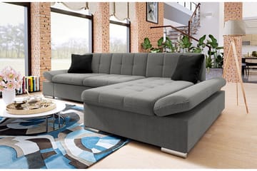 Djerra 3-seters Hjørnesovesofa - Grå - Møbler - Sofaer - Sovesofaer