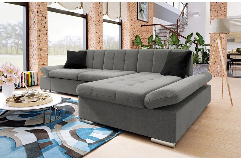 Djerra 3-seters Hjørnesovesofa - Grå - Møbler - Sofaer - Sovesofaer