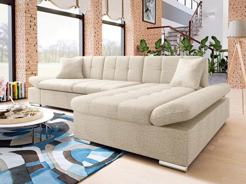 Djerra 4-seters sovesofa med sjeselong høyre - Lys beige - Møbler - Sofaer - Sovesofaer