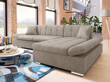 Djerra 4-seters sovesofa med sjeselong høyre - Mørk beige - Møbler - Sofaer - Sovesofaer