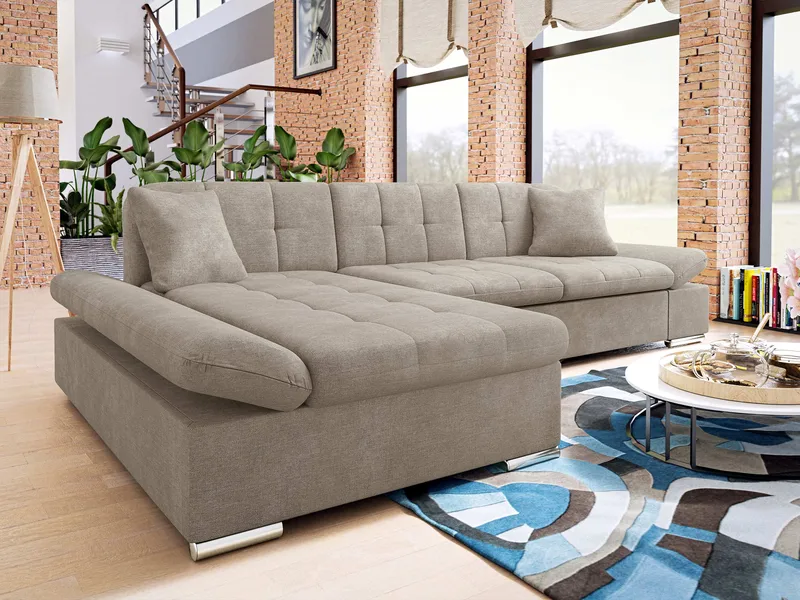 Djerra 4-seters sovesofa med sjeselong venstre - Mørk beige - Møbler - Sofaer - Sovesofaer