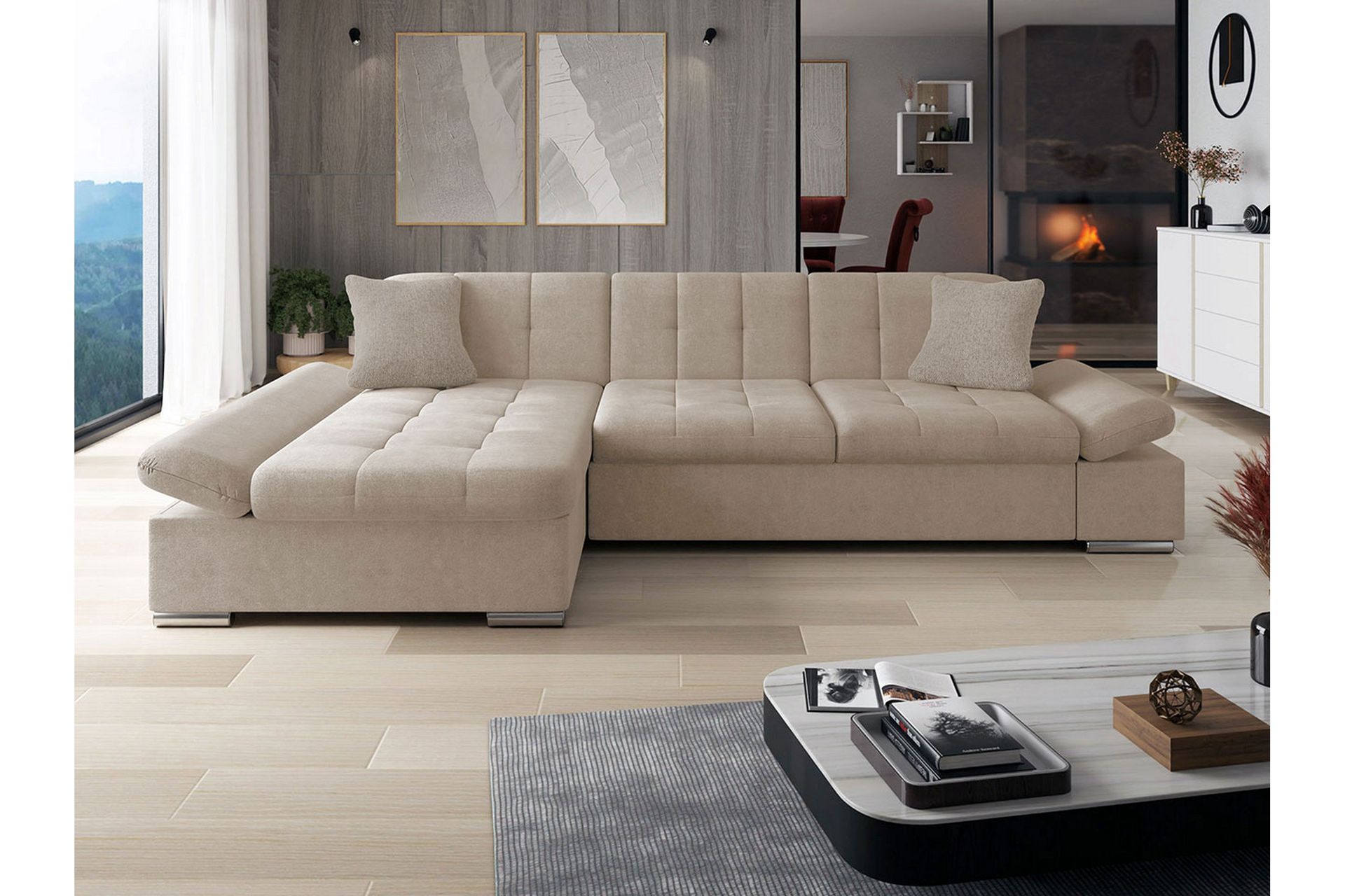 Djerra Sovesofa m. Divan L-formet - Møbler - Sofaer - Sovesofaer