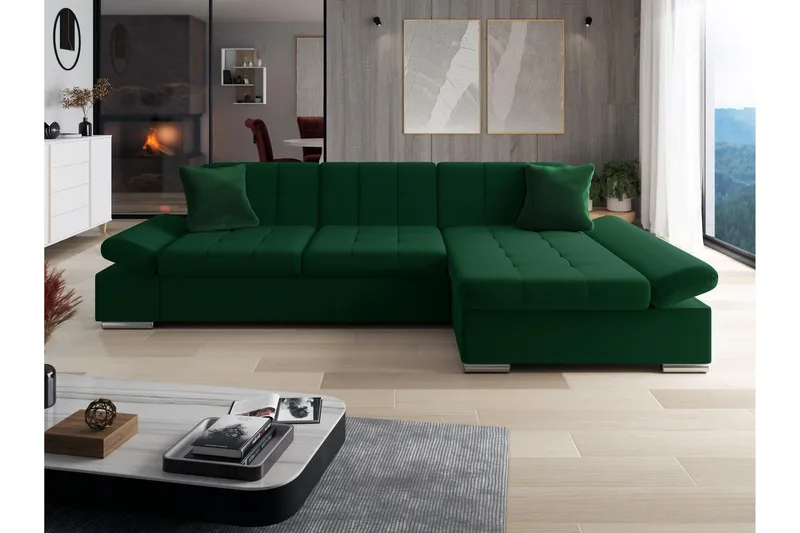 Djerra Sovesofa Med 3-Seters Divan, Grønn