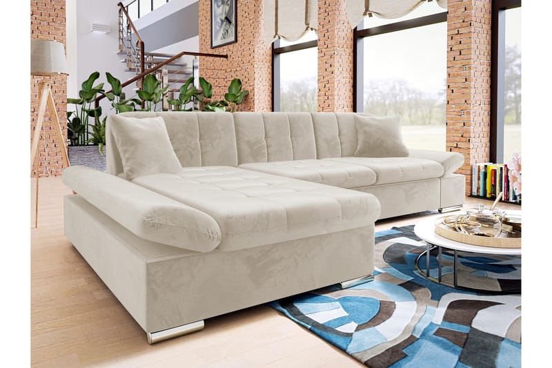 Djerra Sovesofa med Divan 3-seter - Beige - Møbler - Sofaer - Sovesofaer
