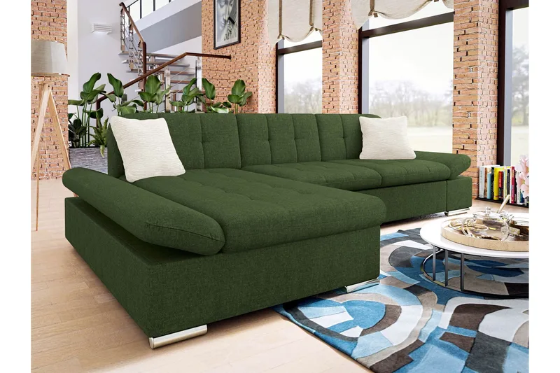 Djerra Sovesofa med Divan 3-seter - Grønn - Møbler - Sofaer - Sovesofaer