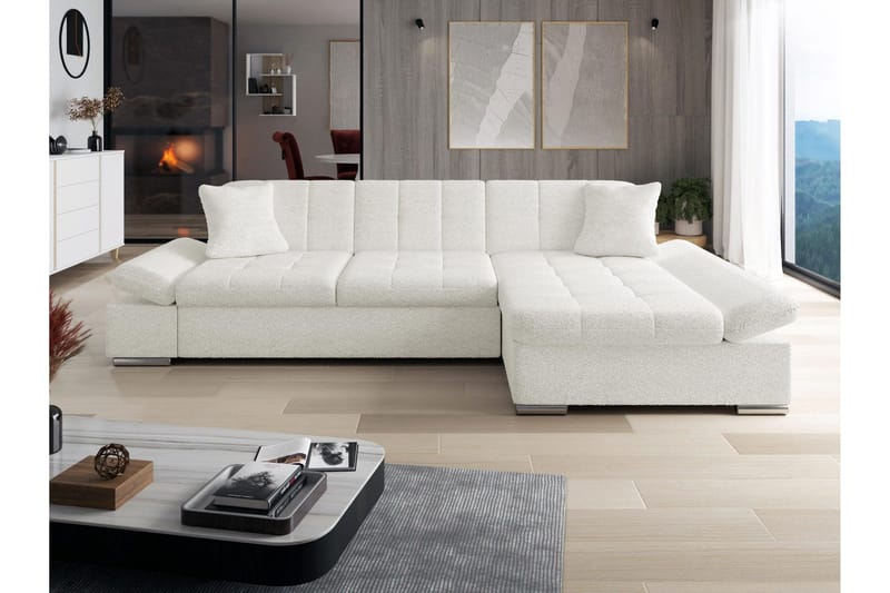 Djerra Sovesofa med Divan 3-seter - Hvit - Møbler - Sofaer - Sovesofaer