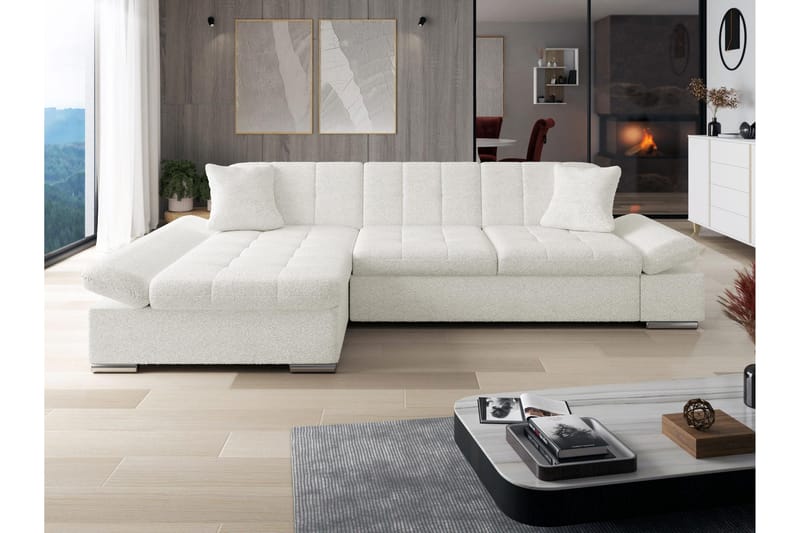 Djerra Sovesofa med Divan 3-seter - Hvit - Møbler - Sofaer - Sovesofaer