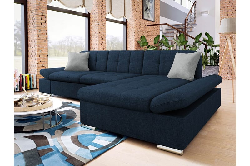 Djerra Sovesofa med Divan 3-seter - Marineblå - Møbler - Sofaer - Sovesofaer