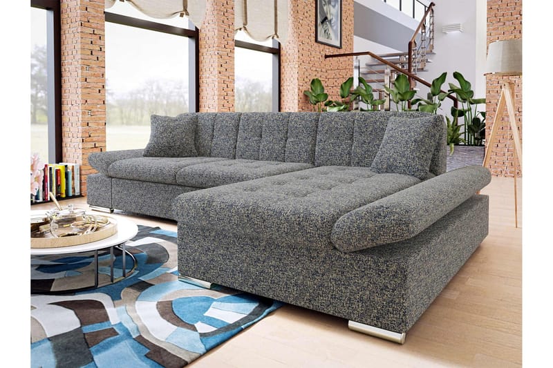 Djerra Sovesofa med Divan 3-seter - Marineblå - Møbler - Sofaer - Sovesofaer
