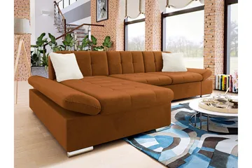 Djerra Sovesofa med Divan 3-seter - Oransje - Møbler - Sofaer - Sovesofaer