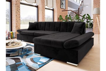 Djerra Sovesofa med Divan 3-seter - Svart - Møbler - Sofaer - Sovesofaer