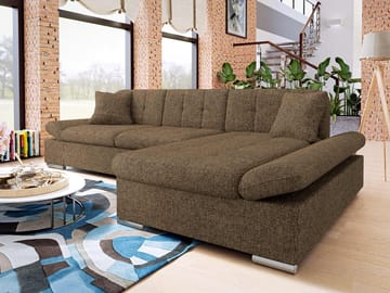 Djerra Sovesofa med sjeselong 3-seter - Brun - Møbler - Sofaer - Sovesofaer