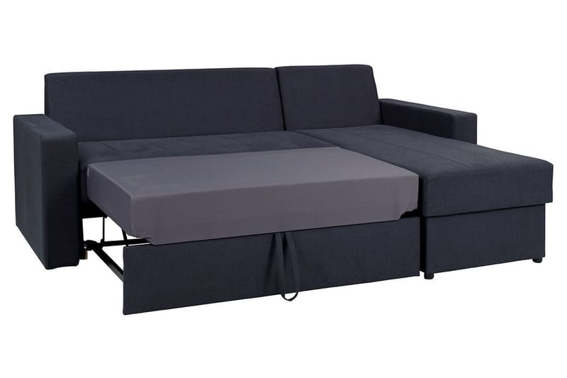 Domino 3-seter Hjørnesofa L-formet Utrekkbar 140x200 cm med Oppbevaring i Stoff - Grå - Møbler - Sofaer - Sovesofaer