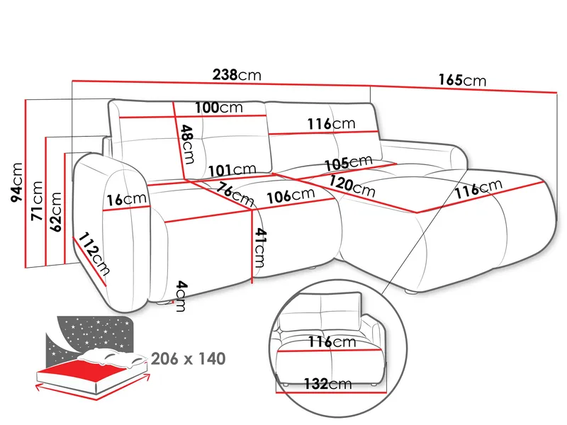 Durven Sovesofa 3-seter - Grå - Møbler - Sofaer - Sovesofaer