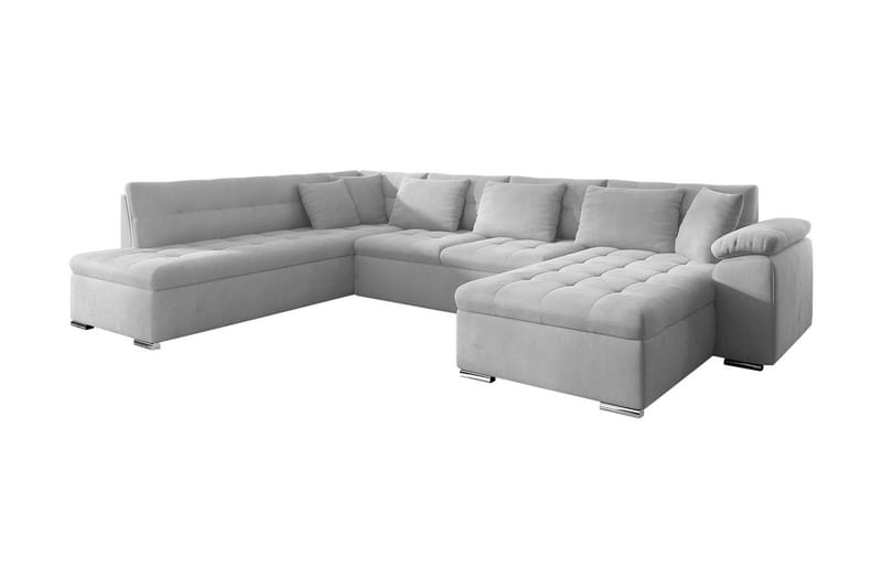 Dynir 4-seter Sovesofa i Fløyel - Lysegrå - Møbler - Sofaer - Sovesofaer