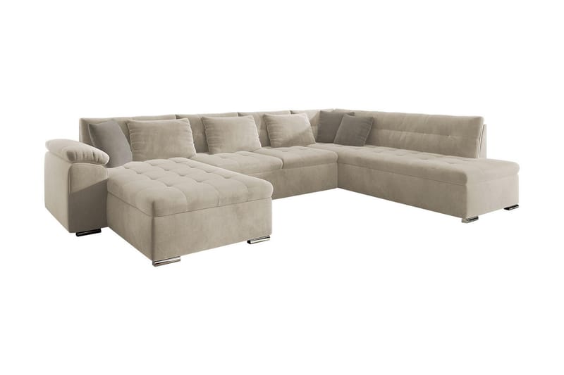 Dynir 4-seters Hjørnesovesofa - Beige - Sovesofaer - Sovesofa divan - Fløyel sofaer