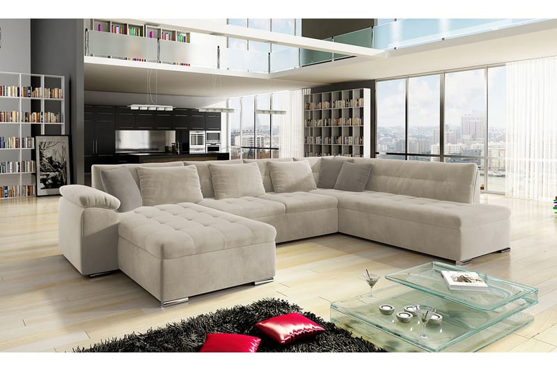 Dynir 4-seters Hjørnesovesofa - Beige - Møbler - Sofaer - Sovesofaer