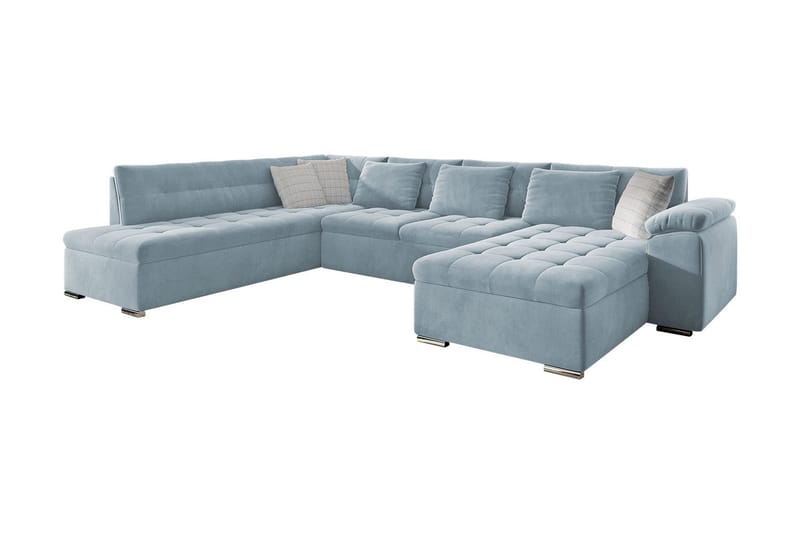 Dynir 4-seters Hjørnesovesofa - Blå - Sovesofaer - Sovesofa divan - Fløyel sofaer