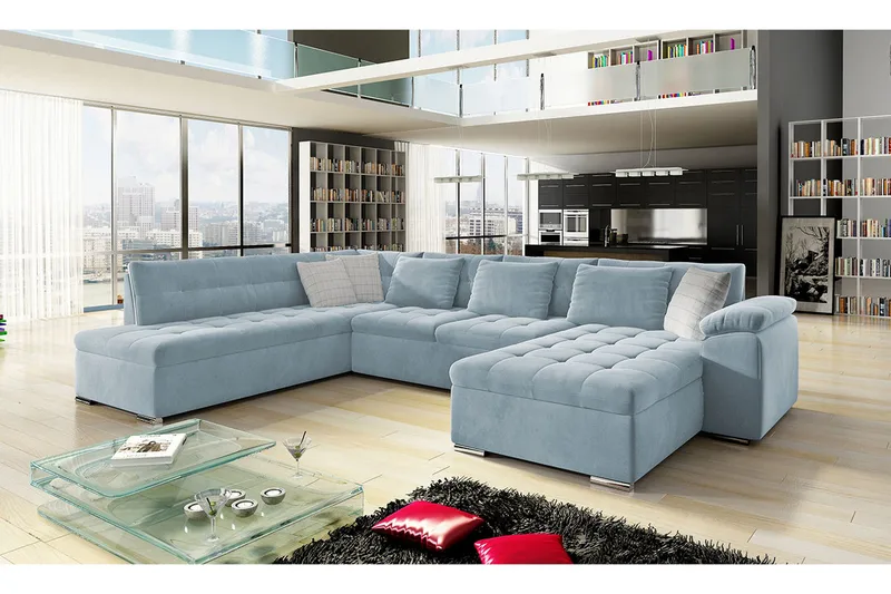 Dynir 4-seters Hjørnesovesofa - Blå - Møbler - Sofaer - Sovesofaer