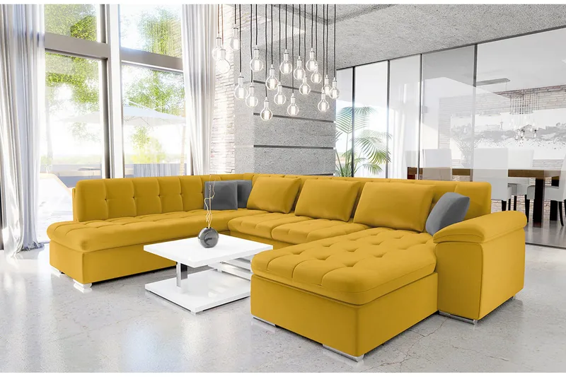 Dynir 4-seters Hjørnesovesofa - Gul - Møbler - Sofaer - Sovesofaer