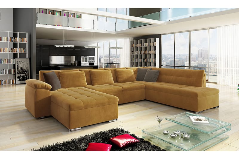 Dynir 4-seters Hjørnesovesofa - Gul - Møbler - Sofaer - Sovesofaer