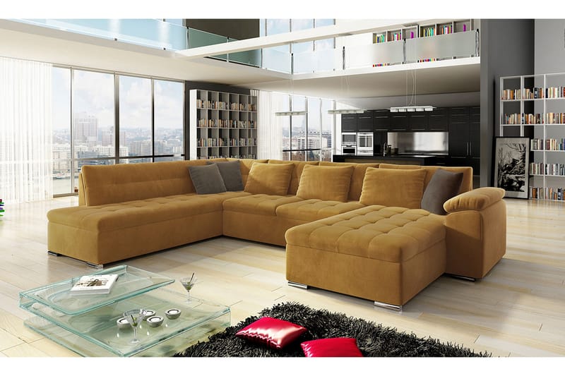 Dynir 4-seters Hjørnesovesofa - Gul - Møbler - Sofaer - Sovesofaer