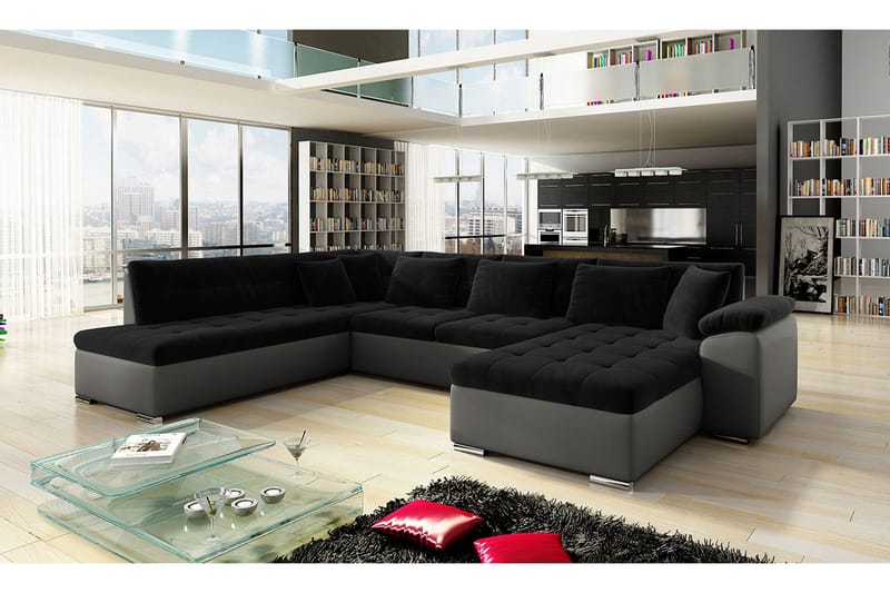 Dynir 4-seters Hjørnesovesofa - Svart|Grå - Møbler - Sofaer - Sovesofaer