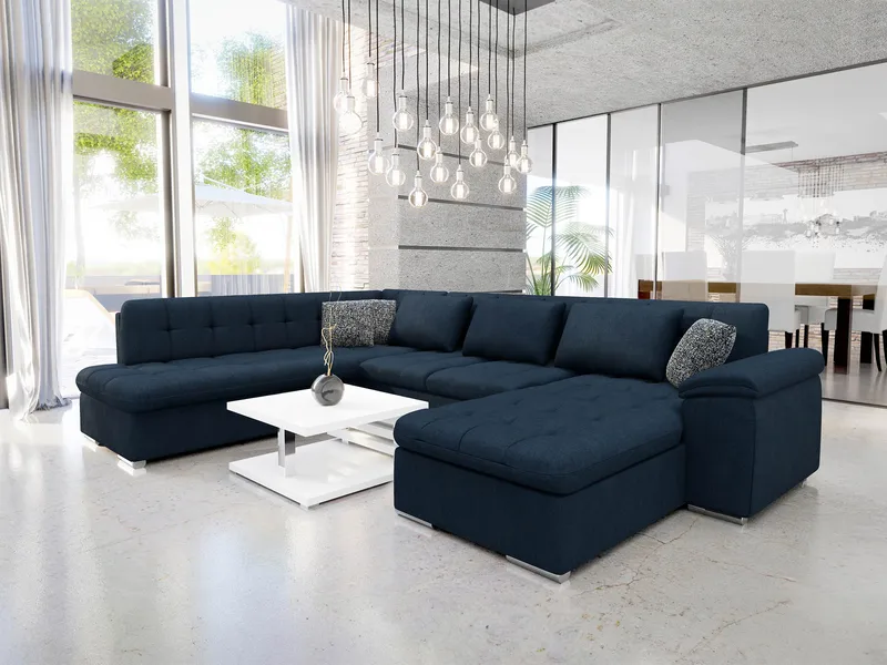 Dynir 5-seter Venstrevendt U-formet Sovesofa 125x290 cm med Oppbevaring i Stoff - Blå - Møbler - Sofaer - Sovesofaer