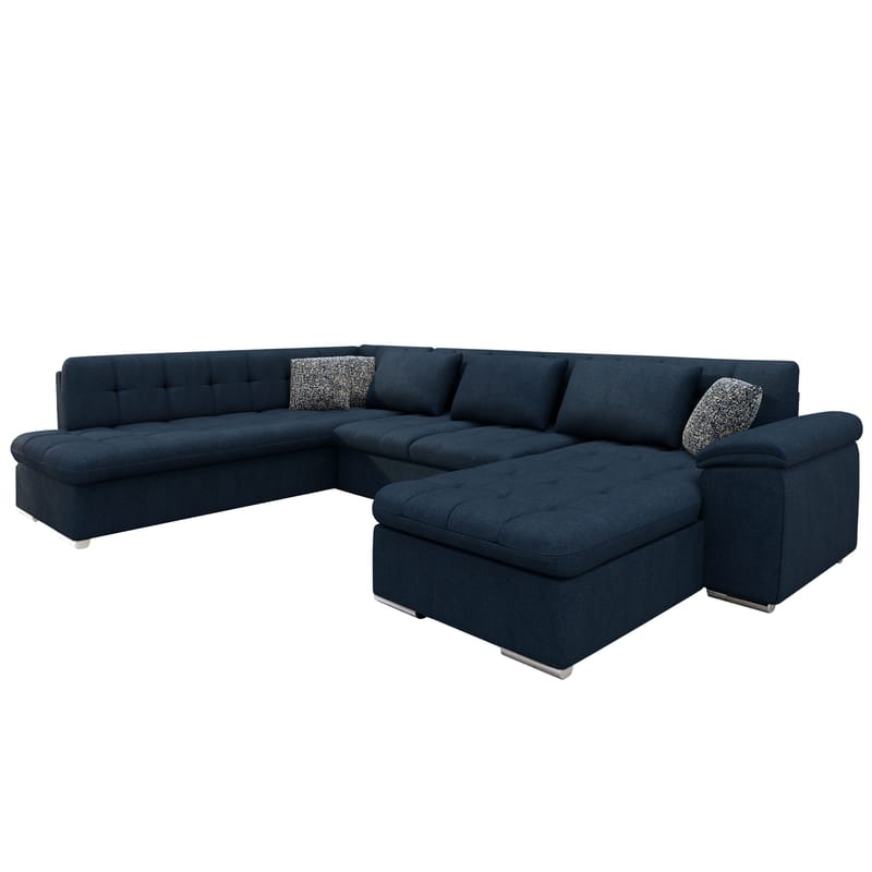 Dynir 5-seter Venstrevendt U-formet Sovesofa 125x290 cm med Oppbevaring i Stoff, Blå