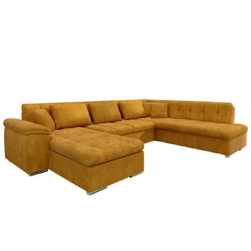 Dynir 6-seter Høyrevendt U-formet Sovesofa 125x290 cm med Oppbevaring i Stoff - Gul - Møbler - Sofaer - Sovesofaer