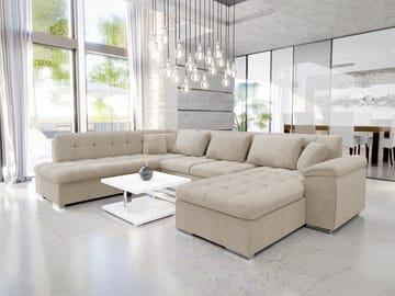 Dynir 6-seter Venstrevendt Sovesofa 125x290 cm med Oppbevaring i Stoff - Beige - Møbler - Sofaer - Sovesofaer