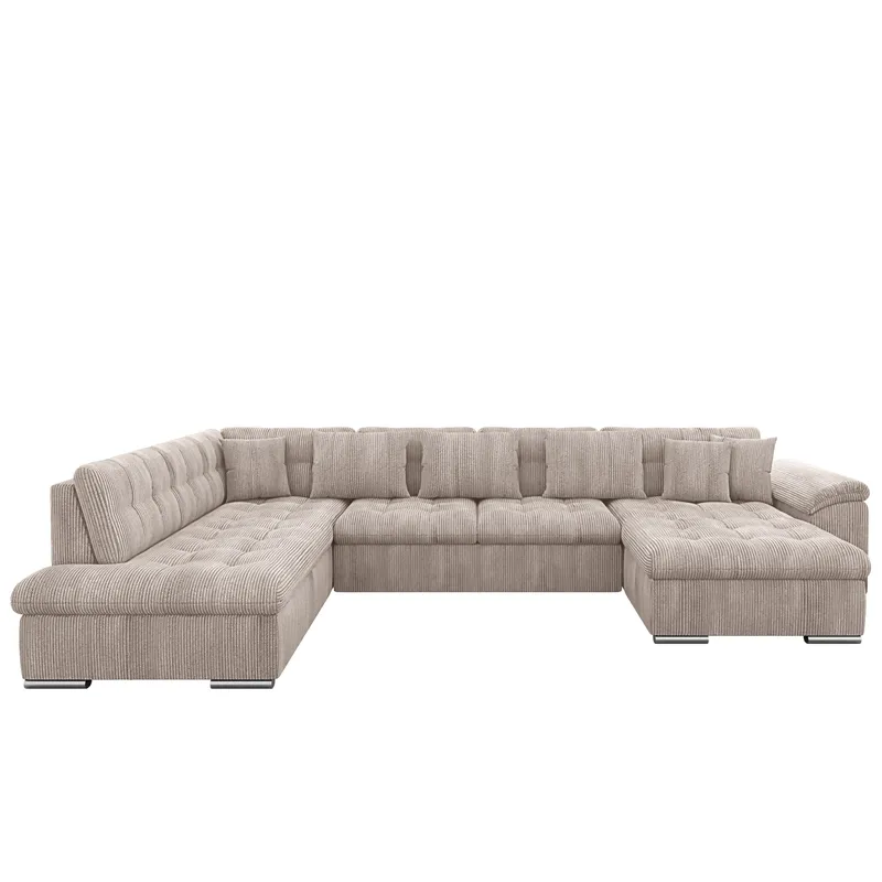 Dynir 6-seters Venstrevendt U-formet Langsbedd Sovesofa 125x290 cm med Oppbevaring, Lys Beige