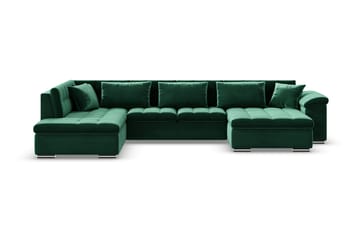 Dynir Høyrevendt U-formet Sovesofa 125x290 cm med Oppbevaring i Fløyel - Grønn - Møbler - Sofaer - Sovesofaer