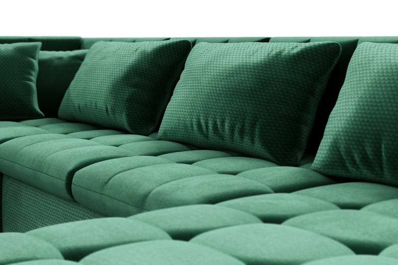 Dynir Høyrevendt U-formet Sovesofa 125x290 cm med Oppbevaring i Fløyel - Grønn - Møbler - Sofaer - Sovesofaer