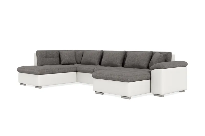 Dynir Hjørnesovesofa Divan med Oppbevaring Høyre - Hvit/Lysegrå - Møbler - Sofaer - Sovesofaer