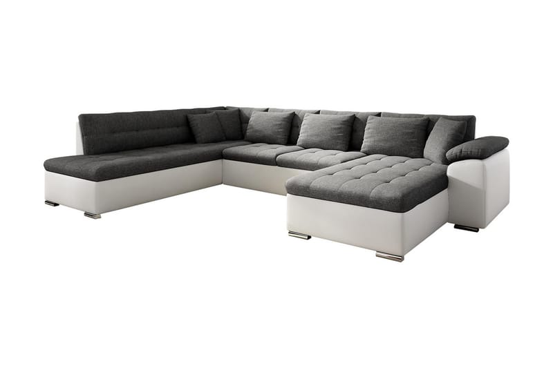 Dynir Hjørnesovesofa Divan med Oppbevaring Høyre - Hvit/Lysegrå - Møbler - Sofaer - Sovesofaer