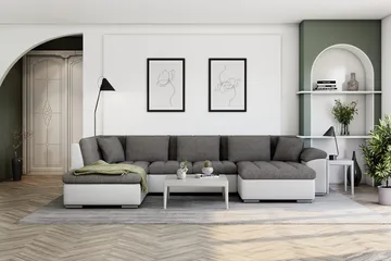 Dynir Hjørnesovesofa Divan med Oppbevaring Høyre - Hvit/Lysegrå - Møbler - Sofaer - Sovesofaer