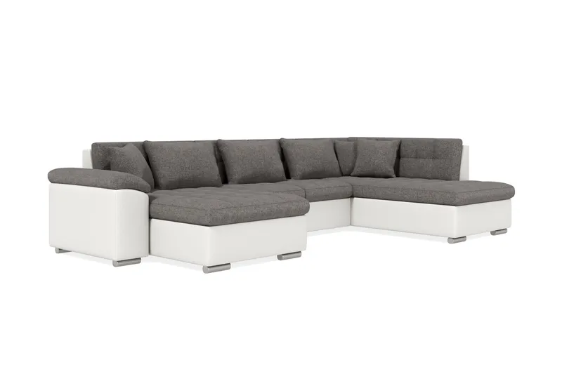 Dynir Hjørnesovesofa Divan med Oppbevaring Venstre - Lysegrå/Hvit - Møbler - Sofaer - Sovesofaer