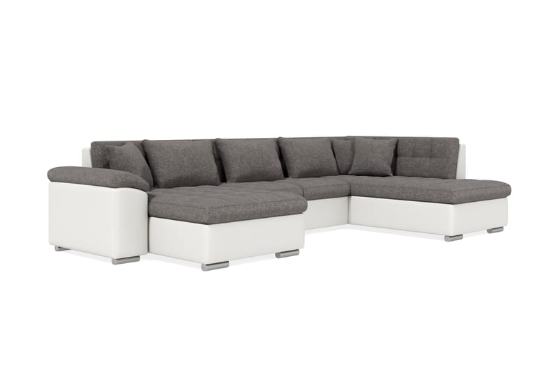 Dynir Hjørnesovesofa Divan med Oppbevaring Venstre - Lysegrå/Hvit - Møbler - Sofaer - Sovesofaer