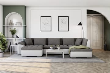 Dynir Hjørnesovesofa Divan med Oppbevaring Venstre - Lysegrå/Hvit - Møbler - Sofaer - Sovesofaer