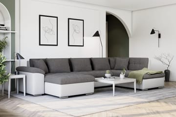 Dynir Hjørnesovesofa Divan med Oppbevaring Venstre - Lysegrå/Hvit - Møbler - Sofaer - Sovesofaer