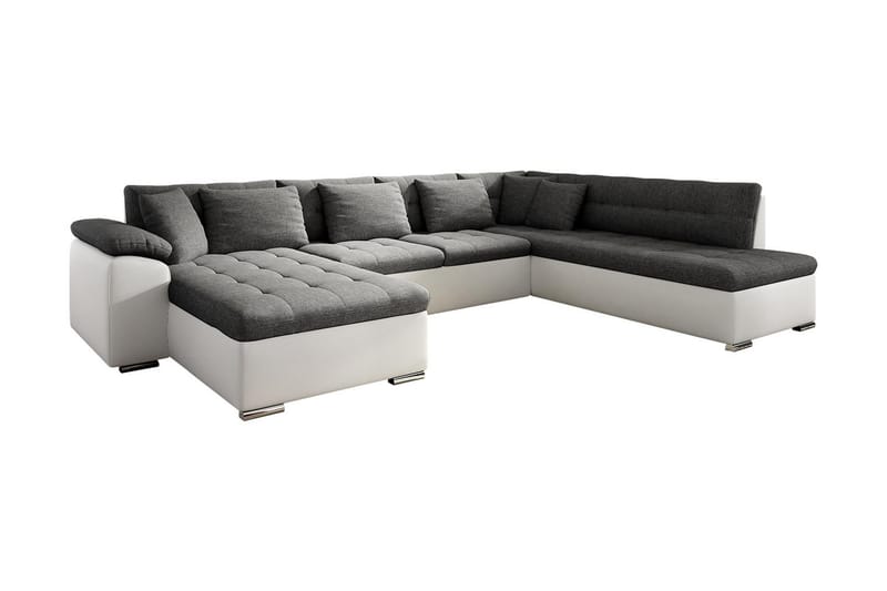 Dynir Hjørnesovesofa Divan med Oppbevaring Venstre - Lysegrå/Hvit - Møbler - Sofaer - Sovesofaer
