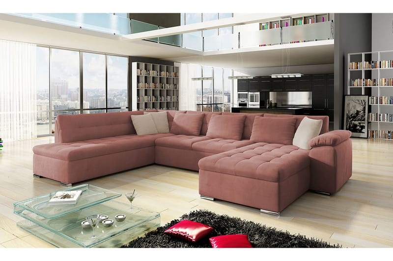 Dynir Sovesofa m. Divan og Sjeselong 4-seters - Rosa - Møbler - Sofaer - Sovesofaer