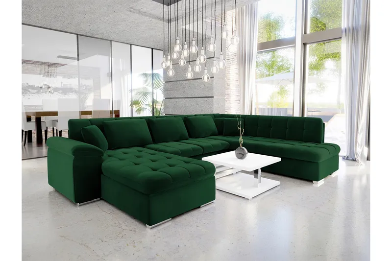 Dynir Sovesofa Med Divan Og Sjeselong 4-Seter, Grønn