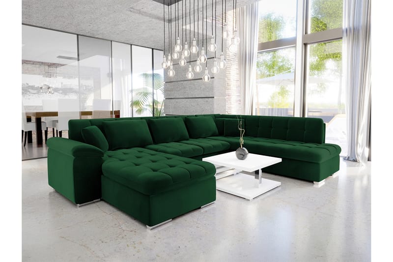 Dynir Sovesofa Med Divan Og Sjeselong 4-Seter - Grønn - Møbler - Sofaer - Sovesofaer