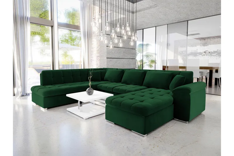 Dynir Sovesofa Med Divan Og Sjeselong 5-Seter, Grønn